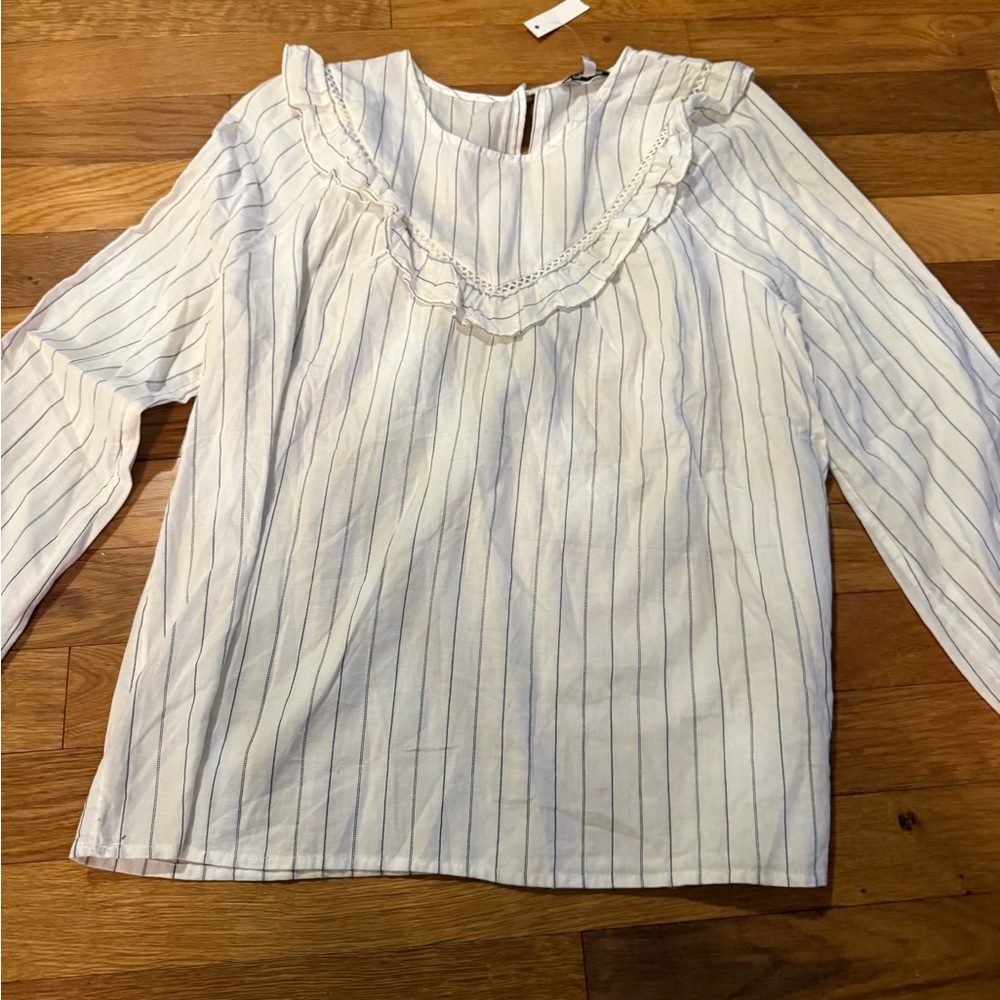 Madewell White and Black Striped Top